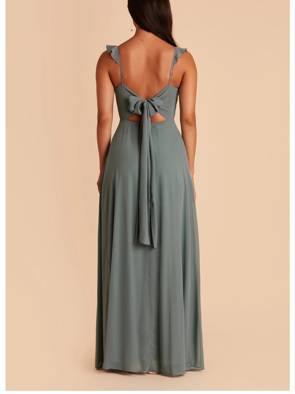 Birdy Grey Sage Green Maxi Dress with Tie Shoulders - Picture 3 of 3